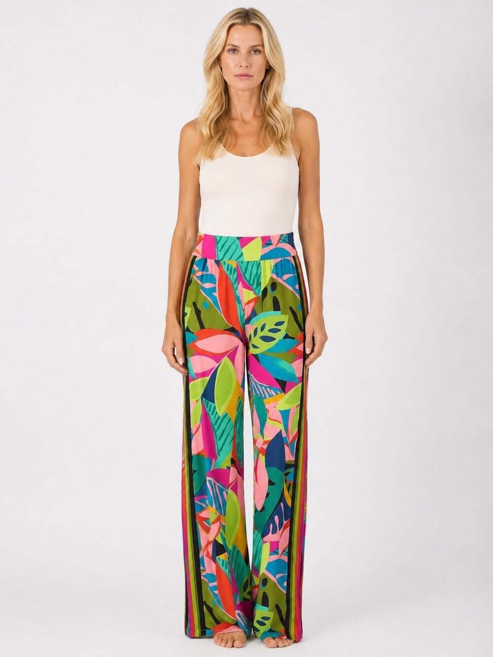 TRINA TURK Rainforest Beach Pants Wide Leg Swimsuit Cover Up Pants L NWT $162 - Picture 8 of 8